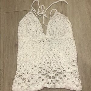 White Crochet Halter Top